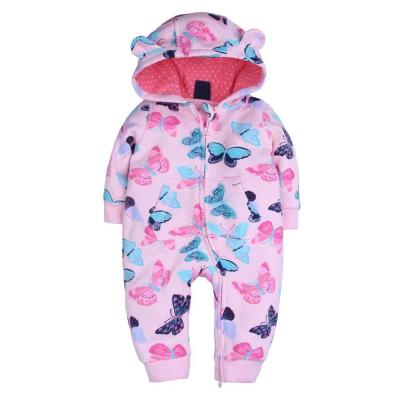 China Hot Selling China Winter Baby 100% Cotton Romper Printed Cartoon Double Layers Hoodie Newborn Baby Romper for sale