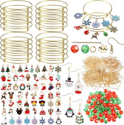 China Do Not Fade Christmas Dangle Charms Expandable Bracelet Bangles 100 Pieces Small DIY Accessories Metal Fixed Decorative Jewelry for sale