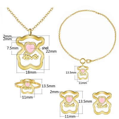 China Not Fade Wholesale China Fashion Chengfen Manufacture Ladies 14K Gold Plated Bear Jewelry Sets for sale