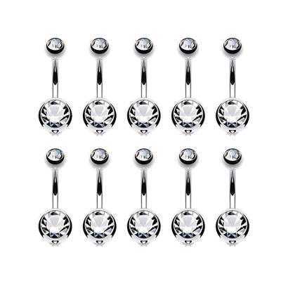 China No Fade Ring Titanium Internally Threaded 14g Double Fork CZ Belly Piercing Jewelry Girls With Piercings for sale