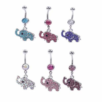 China Not Fade Full Diamond Cute Dumbo 4pcs Hot Sale Stainless Steel Amazon Multicolor Body Belly Ring Puncture Belly Button Ring Piercing Jewelry for sale