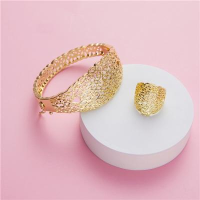 China March 202 Environmental Friendly Contracted And Atmosphere Wedding Gold Color Jewelry Set For Women Jewelry Set Fashion High Quality Bracelet And Ring for sale