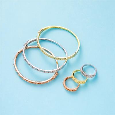 China 2021 March simple fashion wedding three color environmental friendly jewelry set for women jewelry set bracelet and ring high quality for sale