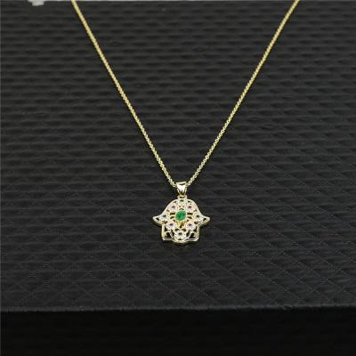 China 2021 Wedding Kaftan 2021 Simple Elegant Environmental Friendly Gold Color Hollow Pendant For Women Fashion Green Stone Jewelry Copper High Quality Pendant for sale