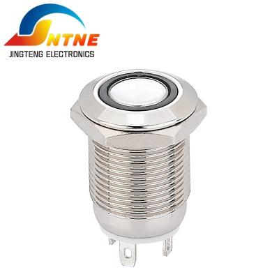 China > 0.2 Million Times JT 12C-P10Y-E 12mm Metal Latching Push Button Switch With Ring Light for sale