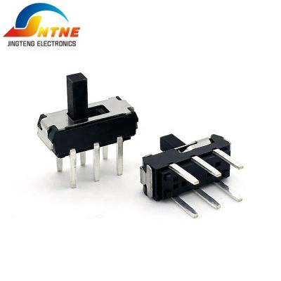 China PA66/PC SS04C-A-H4 SPDT 2 Position 1P2T 6 Pins PCB Board Mini Vertical Slide Switch for sale