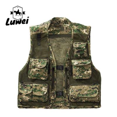 China QUICK DRY Casual Cardigan Vests Travel Camouflage Mesh Utility Photography Tactics Men Vest Mesh With Multiple Pockets for sale