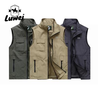 China QUICK DRY Stand Collar Sleeveless White Casual Wear Outdoor Duty Hunting Knitted Plus Size Vest Men's Gym Mesh Vest for sale