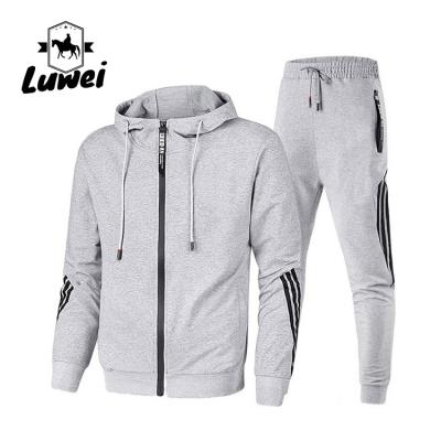 China QUICK DRY Simple Male Tracksuit Plus Size Slimfit Tracksuits Sportswear Mens Jogging Stripe Zipper Cardigan Wear Sets for sale