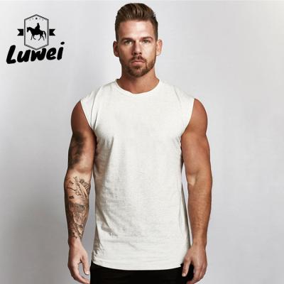 China Mens Fashion Knit Gym Sleeveless Tank Tops Hollow Logo Print Sports Mens Tank Tops Custom Cutout QUICK DRY Tops for sale