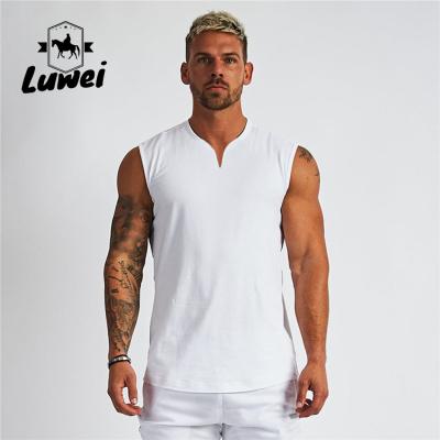 China QUICK DRY Knitwear Sleeveless Cutout Shirt Polyester Hollow Muscle Sports Empty Men's Fitness Vest Gym Stringer Tank Top for sale