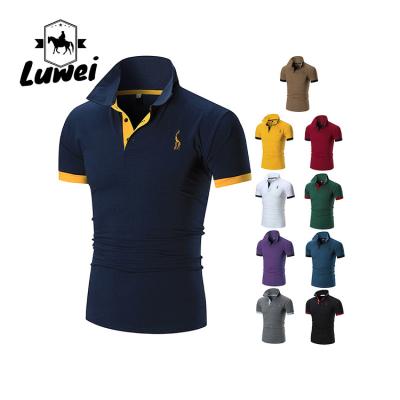 China Quick-drying 180g 100%Cotton Logo Hemd Leisure Embroidery Navy Blue Anti-wrinkle Logo Hemd Leisure Embroidery Custom Outdoor Slim Fit Type White Cotton Polo Men Shirts for sale