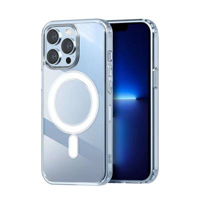 China Shockproof Magnet Transparent Magnetic Snare Case tpu 2022 Wireless Charger Phone Case For iPhone 12 13 14 mini pro max for sale