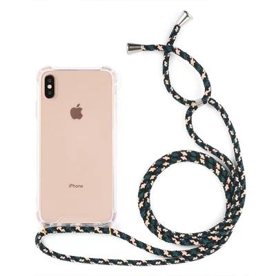 China 2022 Shockproof Necklace Cross - Body Lanyard Silicone Phone Case For iPhone 13 12 14 pro XS Max 6 7 8 PLUS Cover Lanyard Neck Strap Cord Rope for sale