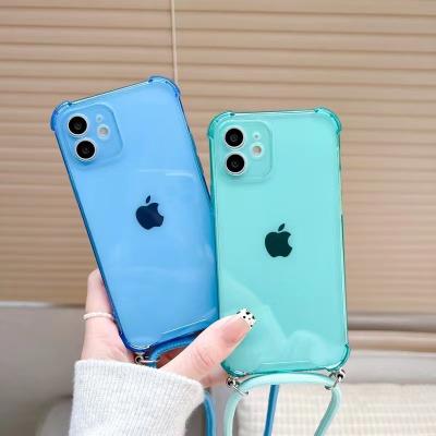 China New Hot Shockproof Protective Portable Phone Case Fashion With Neck Strap Strings Cross - Body For iphone 14 for sale