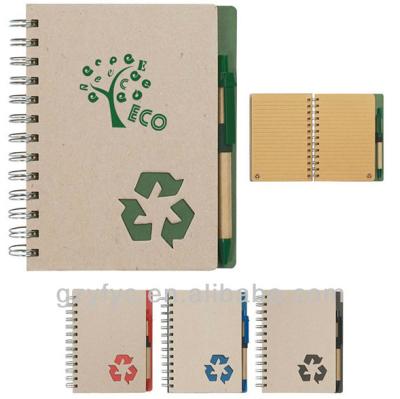 China Cheap Custom Recycled Spiral Gift Item Promotion Notebook With Pen for sale