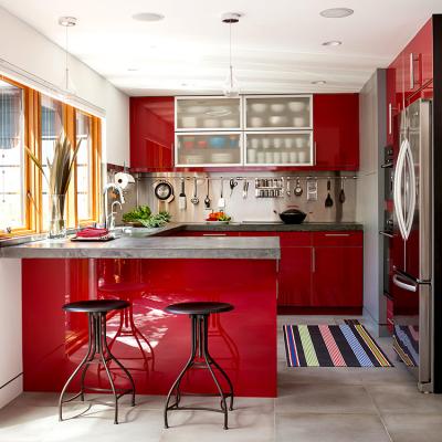 China Latest factory price modern simple glossy modular cabinet designs high gloss lacquer finish home red buffet set for sale