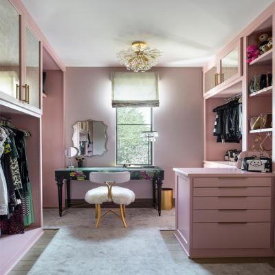 China Latest Designs Modern Home Furniture Wardrobes Clothes Wooden Wardrobe Adjustable Pink Color for Bedroom for sale