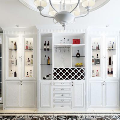 China Adjustable Modern Luxury White Wood Wine Storage Home Design Furniture Bar Wall Cabinet (Other) Wooden Bar Cabinet for sale