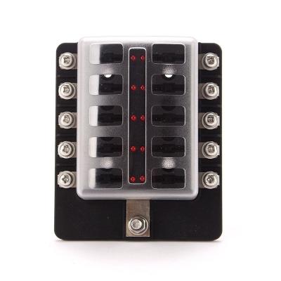 China Can be installed on ordinary cars car fuse box blade fuse box 10 way screw type fuse box with LED indicator light for car boat accessories for sale