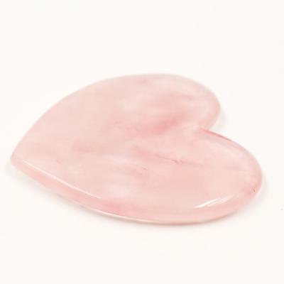 China Light Pink Body Quartz Heart Shape Portable Gua Sha for sale