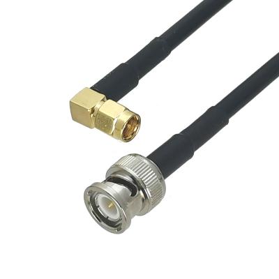 China BNC Male To SMA Male Right Angle RF Connector Jumper RG58 Pigtail Coaxial Cable TFL58C-0010 for sale