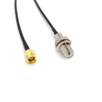 China New Arrival F Female Bulkhead to RP-SMA Male for RF RG174 Pigtail Coaxial Cable TFL174C-0025 for sale