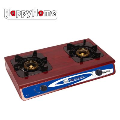 China 2020 New Design Hotel Double Burner Cast Iron Stainless Steel Gas Stove Cooking Appliance for sale