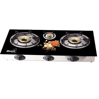 China Commercial 6MM Tempered Glass Gas Stove Glass Top Gas Cooktop8103 for sale