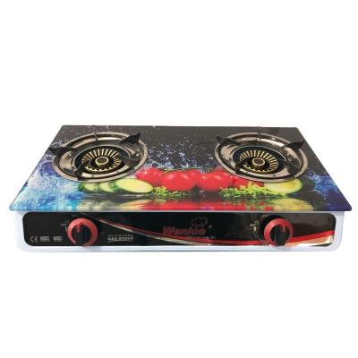 China Commercial 2 Burner Tempered Glass Gas Cooker Stove 8032-B22 for sale