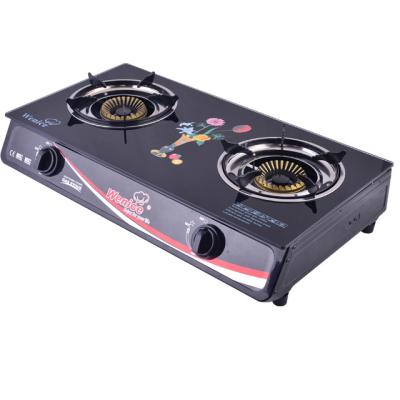 China Hotel Good Quality Tempered Glass Top Gas Stove 0.45 cm Side Panel Gas Cooker Stoves for sale