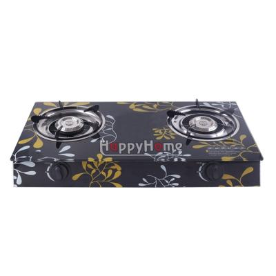 China Household factory price 6mm glass 2 burner lpg gas cooker good quality gas cooker for sale