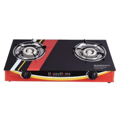 China Commercial 2 Burner LPG Gas Cooker Tempered Glass Stove Top 8112-F95 for sale