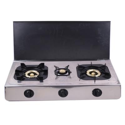 China Commercial 0.45mm Stainless Steel With Panel Cover Gas Cookers Stove Gas Coated Cooktops 7532 for sale