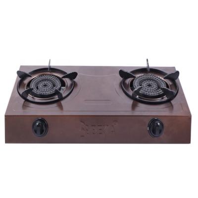 China Commercial 2 Burners Coated Panel Gas Cookers Brown Gas Cooktops 8052 for sale