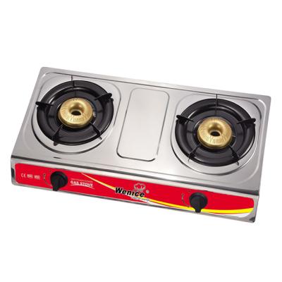 China Commercial 2 Burners Gas Cookers Stove Stainless Steel Gas Cooktops 7102-L100 for sale