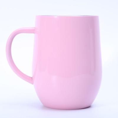 China Business Hot 12oz Creative vacuum cup with handle office coffee cup 304 stainless steel eggshell can be customized for sale