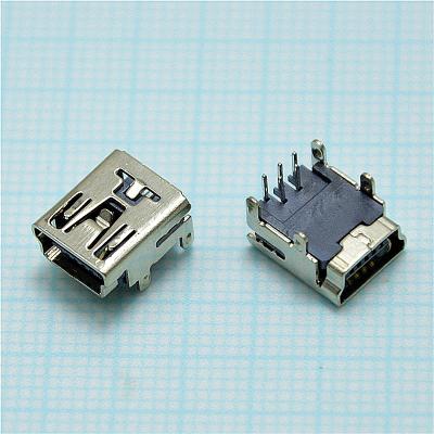 China PCB Board 5PIN Right Angle Mini B Through Hole USB Female Connector for sale