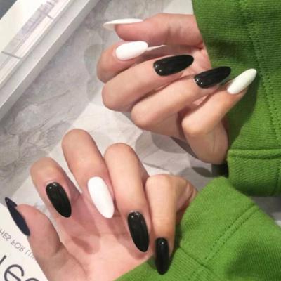 China Easy apply fullcCover wholesale black white press on long medium stiletto nude false nails. Glue Trick Sets for sale