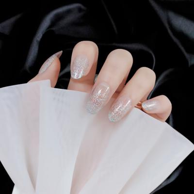 China Easy Apply Bride Nail Design Round Shape Wholesale Press On Fake Nails Full Cover Artificial Fake Nails for sale