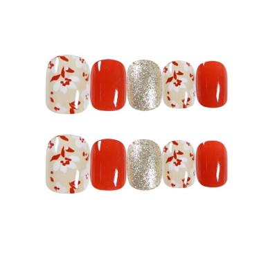 China Easy Apply Gold High Quality Cheap Round Fake Glitter ABS Nails Red Artificial Nail Designer For Girl for sale