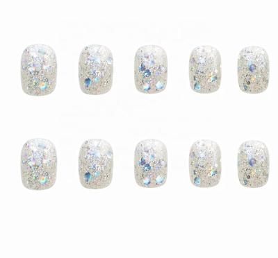 China Easy Apply Popular Short Nail Tips Around Shine Round Press On Nails Wholesale Fake Nails For Party for sale