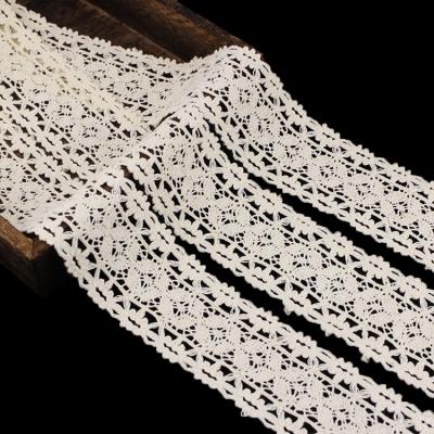 China Bridal Viable Double Notched Crochet Bobbin Cotton Lace Trim for sale