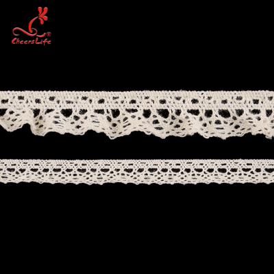 China Large 1.3Cm Cotton Spandex Beige Viable Running Shoe Small Cheerlifes Flowers Crochet Lace For Italian Market for sale