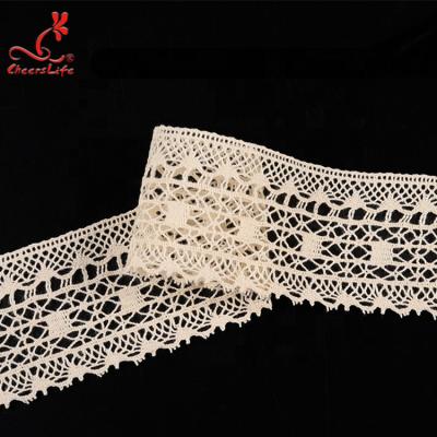 China Guangzhou Sustainable Factory White Cotton Crochet Lace For Dress Fancy Lace Borders for sale