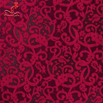 China High Quality Fashion Wine Red Lace Fabric Viable Lace Fabric For Garment for sale