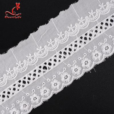 China 2019 Sustainable Wholesale Cotton Eyelet Embroidery Water Soluble Lace Trimming for sale