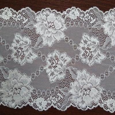 China Sustainable 20.5cm Spandex Lace Stretch Lace / Nylon Jacquard Lace Fabric For Dress for sale