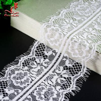 China Sustainable Wholesale 100% Nylon Eyelash Scalloped Lace Trims Chantilly Lace Trimming For Lingerie for sale