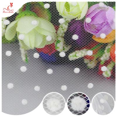 China Viable Wholesale Fashion White Tulle 100% Nylon Mesh Lace Fabric for sale